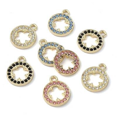 Golden Rack Plating Alloy Rhinestone Pendants