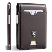 GSOIAX Mens Slim Wallet with Money Clip,RFID Blocking Minimalist Genuine Leather Carbon Fiber Wallet, 11 Card Slots Bifold Cr...