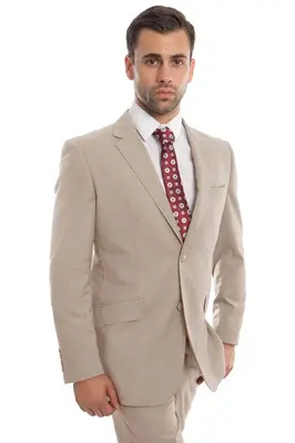 Modern Fit Wool Suit for Men - Designer Two Button in Tan