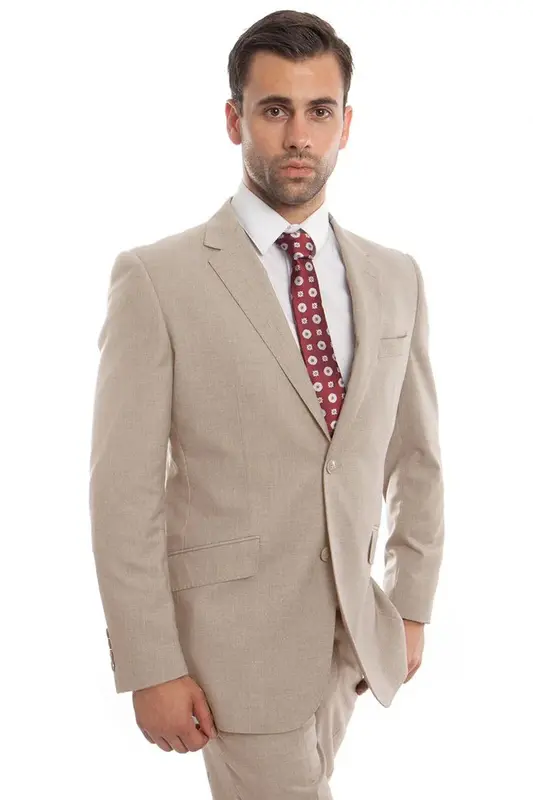 Modern Fit Wool Suit for Men - Designer Two Button in Tan