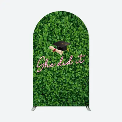 Aperturee Green Plant Leaf Spring Arch Backdrop For Graduation | Diy Round Arch Backdrop | Diy Chiara Backdrop Cover | Chiara...