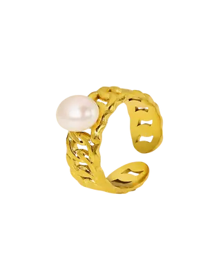 18K Pearl Open Ring - MADISON PEARL DUET™
