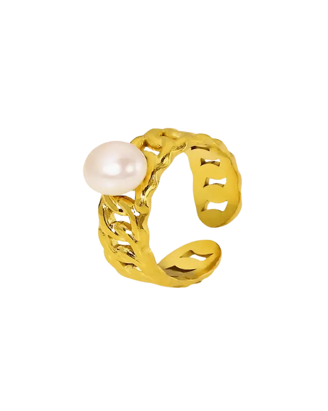 18K Pearl Open Ring - MADISON PEARL DUET™