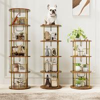 Flycity Rotating Bookshelf,3 Tier -5 Tier Spinning Bookshelf Tower,360° Display Unique Round Bookcase,Floor Standing Corner ...