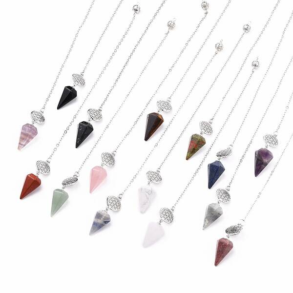 Natural & Synthetic Mixed Stone Hexagonal Pointed Dowsing Pendulums