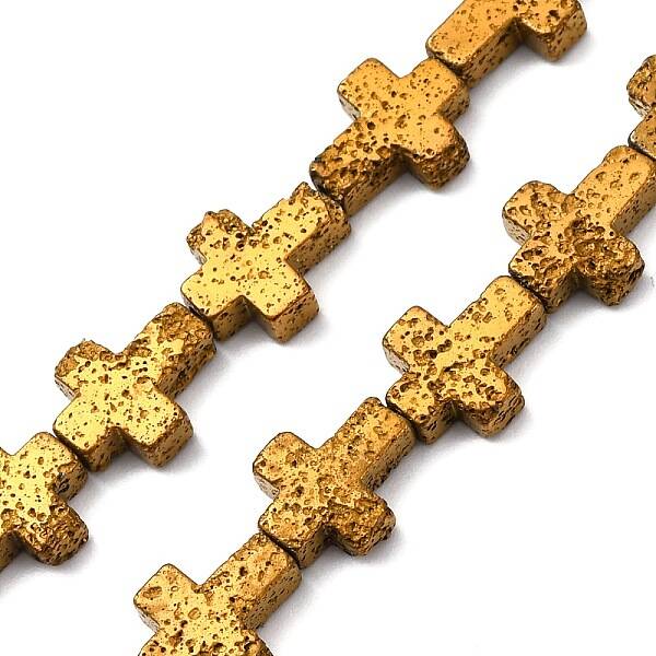 Electroplated Natural Lava Rock Beads Strands