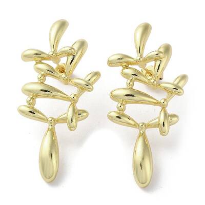 Rack Plating Brass Flower Stud Earrings