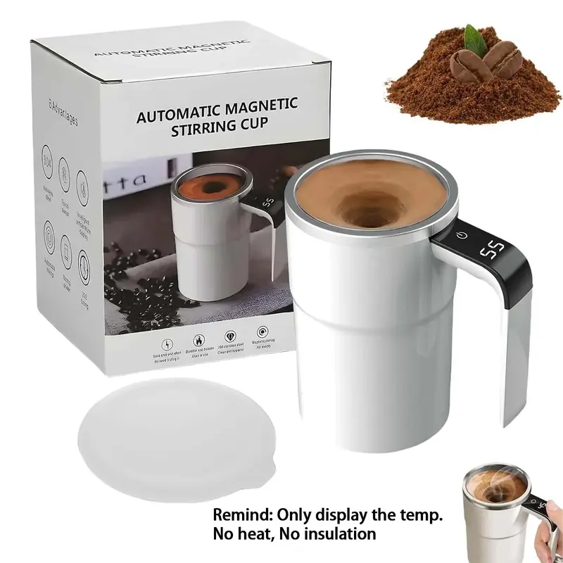 Automatic Coffee Stirring Cup, Portable Self-Stirring Coffee Cup with Lid & Intelligent Display Temperature, USB Charging Sti...