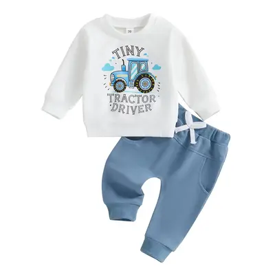 Toddler Baby Boy Clothes Fall Winter Outfits Long Sleeve 6 12 18 24 Months 2T Tractor Print Sweatshirt Jogger Pants Set