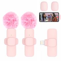2 pieces Wireless Lavalier Microphones with Fill Light for iPhone, Android, iPad - Mini Wireless Clip-on Microphones Crystal ...