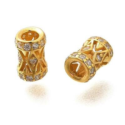 925 Sterling Silver Micro Pave Clear Cubic Zirconia Beads