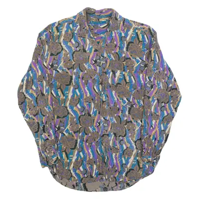 Mens Shirt Brown Crazy Pattern Long Sleeve M