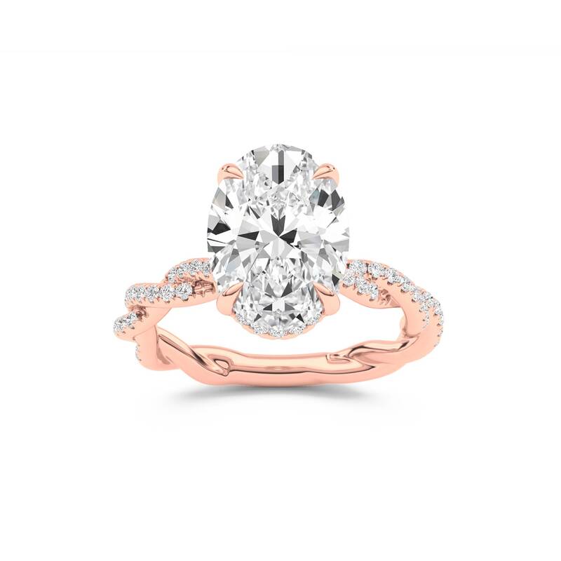 ChiraTan Oval Lab Grown Diamond Engagement Ring | 10K Rose Gold 3 7/8 CT. TW.