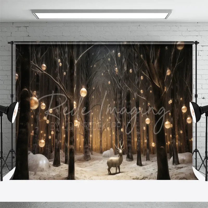 Reindeer Winter Forest Christmas Portrait Backdrop - Aperturee