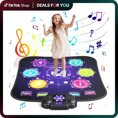 MERACH Dance Mat Bluetooth Electronic Dance Pad with Light-up 6-Button 8-Button Built-in Music Dance Game Toy Gift for Kids G...