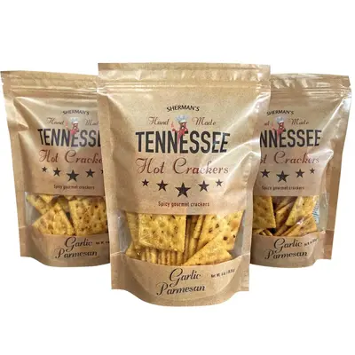 Sherman's Tennessee Hot Crackers, Garlic Parmesan Flavor 3 pack. (6oz each), Spicy Snack Crackers. Perfect for charcuterie, c...