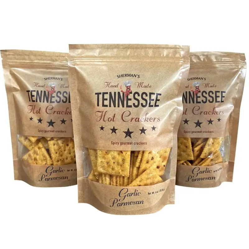 Sherman's Tennessee Hot Crackers, Garlic Parmesan Flavor 3 pack. (6oz each), Spicy Snack Crackers. Perfect for charcuterie, c...