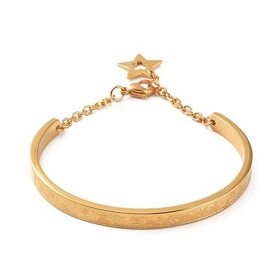 Ion Plating(IP) 304 Stainless Steel Star Bangles with Charms