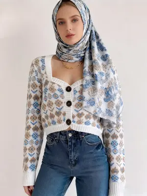 Women's Ethnic Pattern Cardigan, Bohemian Breathable Long Sleeve Knitwear, Spring & Fall Fashion, Casual Daily Wear, Stylish ...