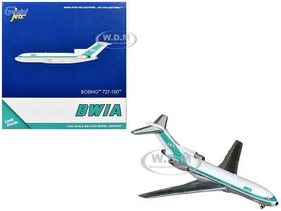 Boeing 727-100 Commercial Aircraft British West Indian Airways (9Y-TCO) White with Light Green Stripes 1/400 Diecast Model ...