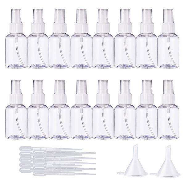 BENECREAT 30 Pack 20ml Plastic Fine Mist Spray Bottles with 10 Pack Plastic Pipettes for Perfume