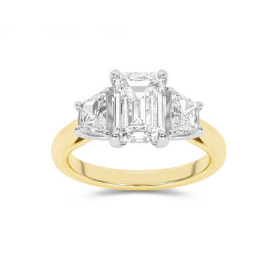 Amara Chand Lab Grown Emerald Cut Diamond Engagement Ring | 14K Yellow Gold 4 1/4  CT. TW.