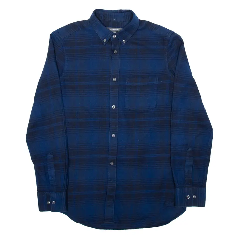 FRENCH CONNECTION Mens Shirt Blue Check Long Sleeve M