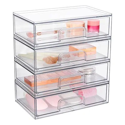 VTOPMART Wide Stackable Transparent Drawers for Makeup Accessories Jewelry and Beauty Supplies Organiser Springtok Storage C...