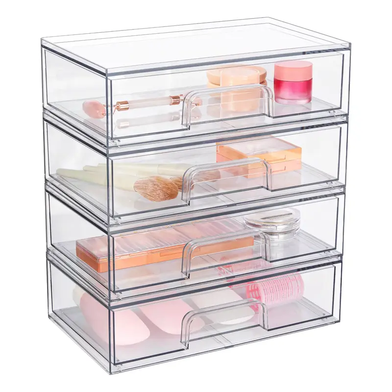 VTOPMART Wide Stackable Transparent Drawers for Makeup Accessories Jewelry and Beauty Supplies Organiser Springtok  Storage C...