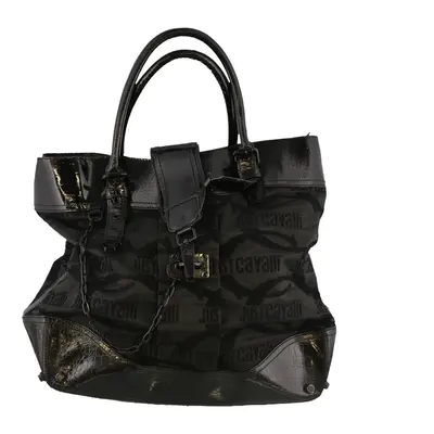 Monogram Print Just Cavalli Spellout Bag - No Size Black Polyester Blend