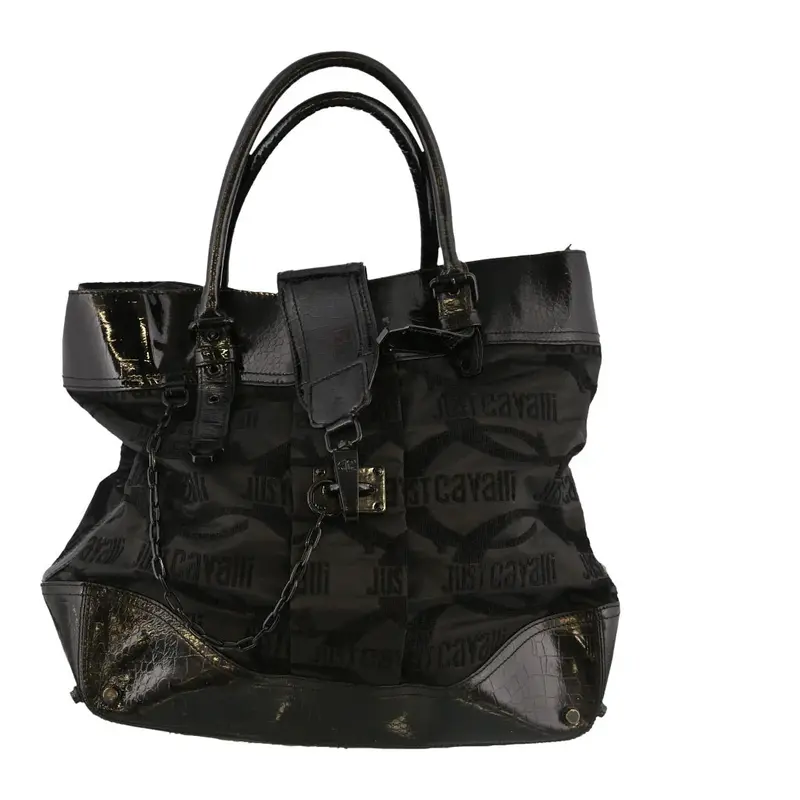 Monogram Print Just Cavalli Spellout Bag - No Size Black Polyester Blend