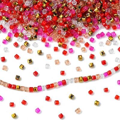 500Pcs Cube Glass Beads