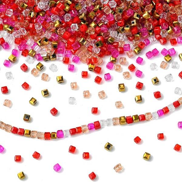 500Pcs Cube Glass Beads