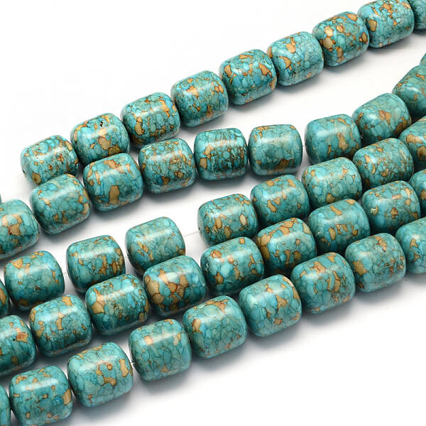 Dyed Synthetic Turquoise Column Bead Strands