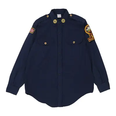 1950's/1960-'s AmericanLegion Minnesota  Conqueror Embroidered Shirt - Medium Navy Cotton