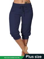 【Plus Size】solid Color Capri Pants, Casual Comfy Capri Trousers for Daily Wear, Pants for Women, Women's Bottoms for Summ...