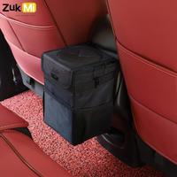 Car Trash Can with Lid & Storage Pockets, Large Capacity Car Trash Bag, Leak-Proof Automotive Garbage Can, Multipurpose Car S...