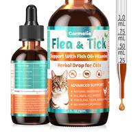 Carmelie Flea & Tick Support Drops for Cats – Natural Liquid Supplement with Fish Oil & Vitamins, Chicken Flavor for All Br...