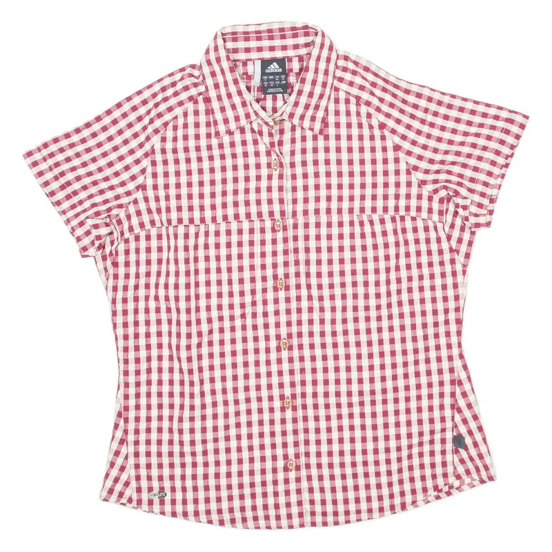 ADIDAS Womens Shirt Red Check UK 12