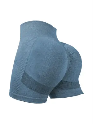 Women's Solid Color High Waist Sports Shorts, Workout Exercise Supportive Compression Short Leggings, Ladies Sportswear, Summ...