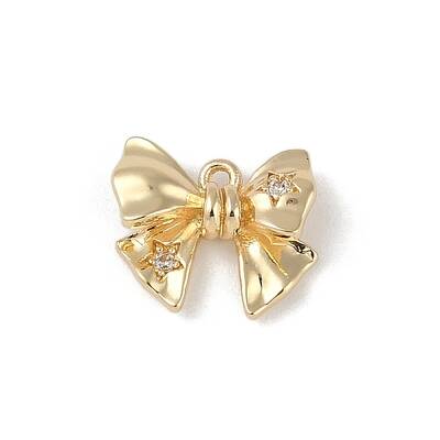Brass Micro Pave Clear Cubic Zirconia Charms