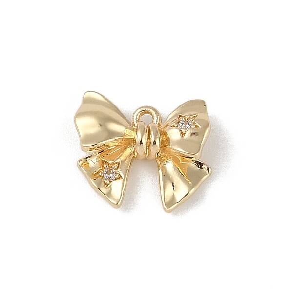 Brass Micro Pave Clear Cubic Zirconia Charms