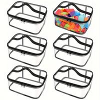Clear Toy Storage Bag with Lid, 6 Counts/set Multifunctional Storage Bin, Durable Storage Organizer, Storage Organizer for Pu...