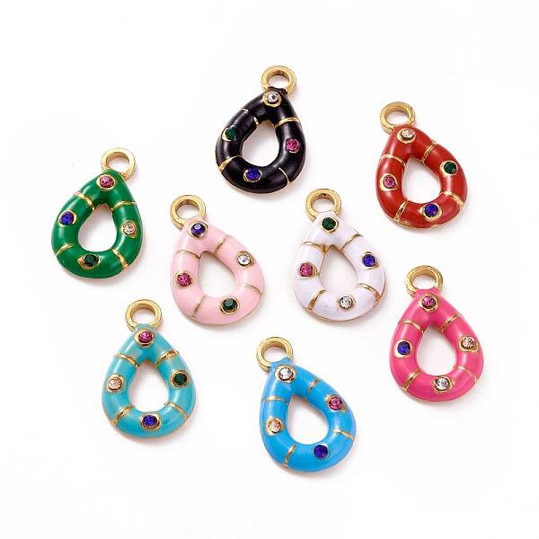 304 Stainless Steel Rhinestone Pendants
