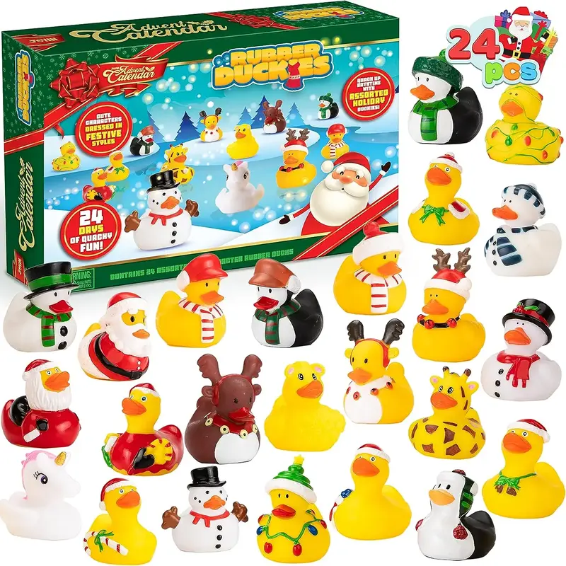 2025 Toys for Kids 24 Days Advent Calendar Ducks, 24 Rubber Ducks for Boys Girls Toddlers Kids,Christmas Party Favor Gifts, H...