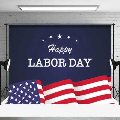 Navy Blue Usa Flag Stars Happy Labor Day Backdrop