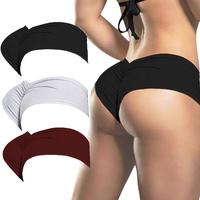 Women's Sexy Sports Briefs Ruched Butt Lifting Panties Half Back Soft Active Yoga Underwear 3 Pack Elegant Red