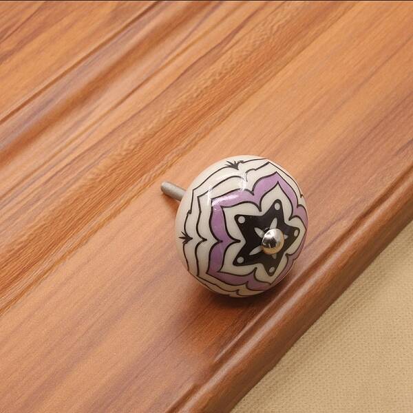 Flower Pattern Porcelain Drawer Knobs