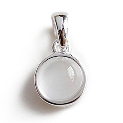 Rhodium Plated 925 Sterling Silver Pave Natural White Agate Half Round Charms