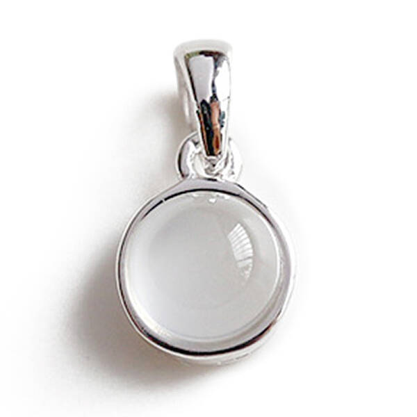 Rhodium Plated 925 Sterling Silver Pave Natural White Agate Half Round Charms